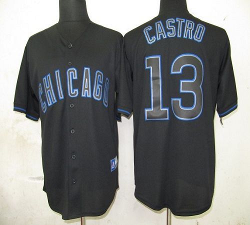 Cubs #13 Starlin Castro Black Fashion Stitched MLB Jersey - Click Image to Close